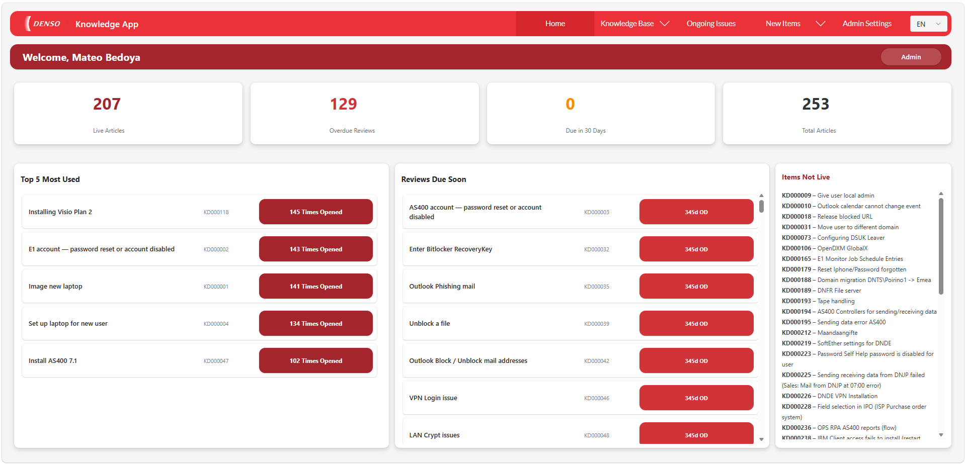 Knowledge base search interface